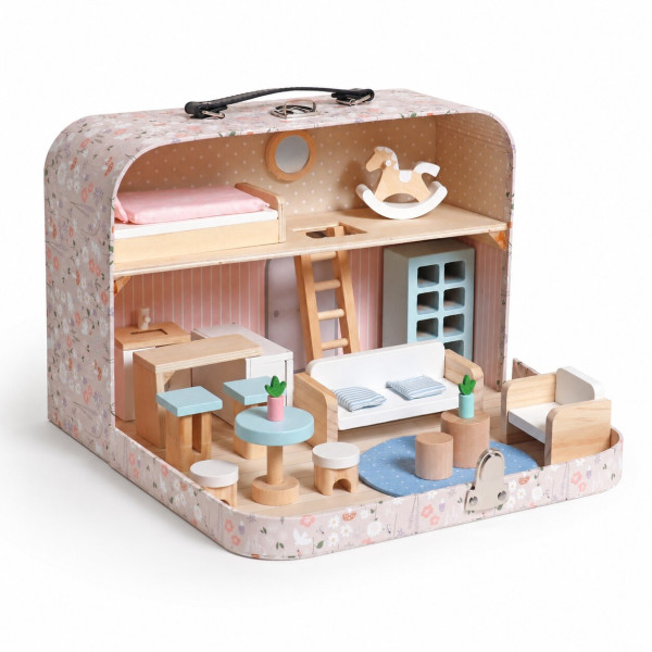 Kucica decija drvena sa koferom Roze, Kinder Home