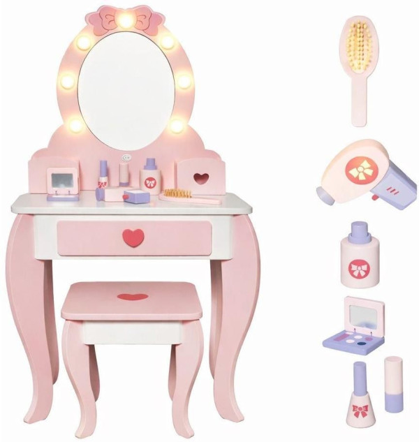 Deciji drveni sto za sminkanje Roze, Kinder Home