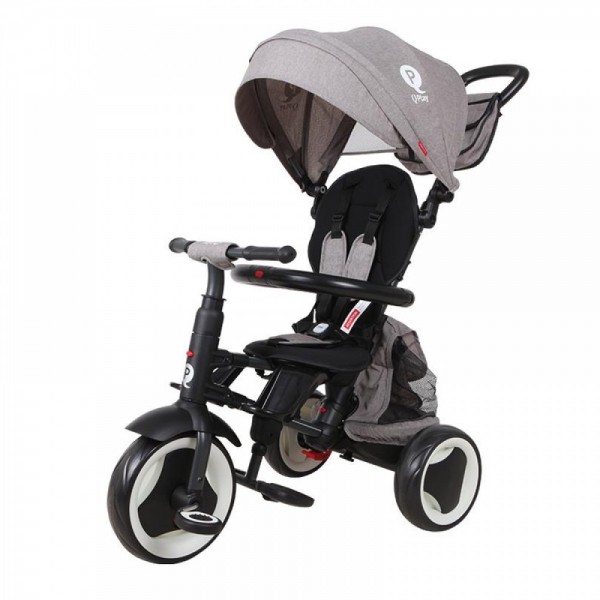 Tricikl RITO Plus 3u1, QPlay, sa tendom, Grey